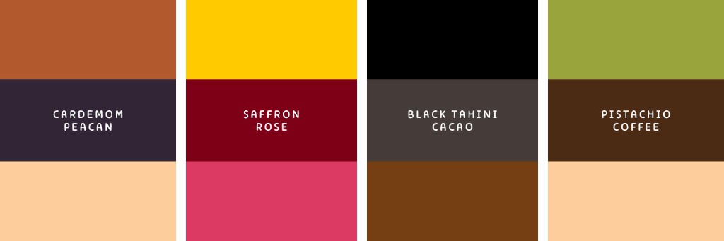 Four flavor color palettes for Aziz granola