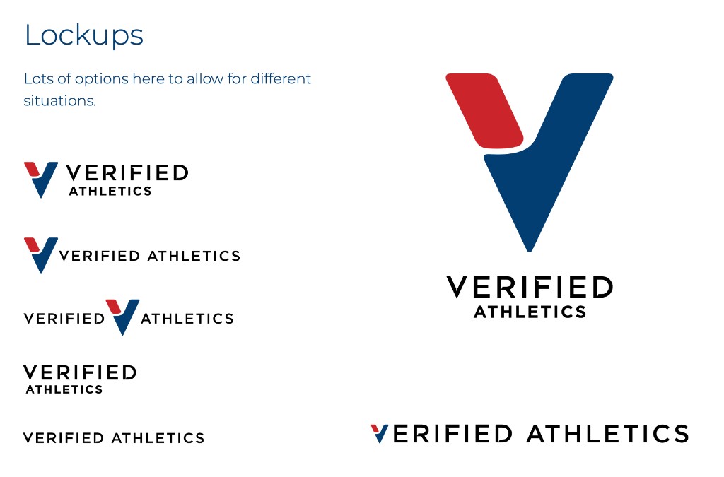 Verified Athletics logo lockup variations