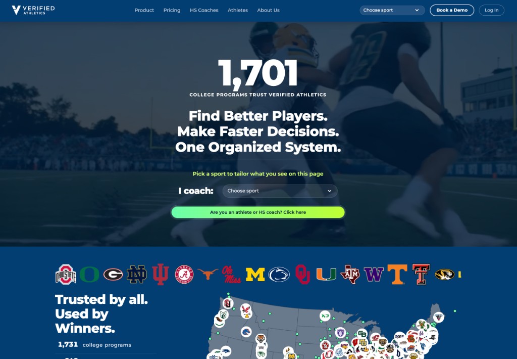 Verified Athletics homepage after redesign