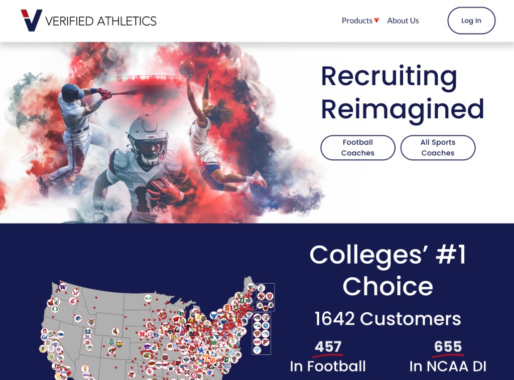 Verified Athletics homepage before redesign